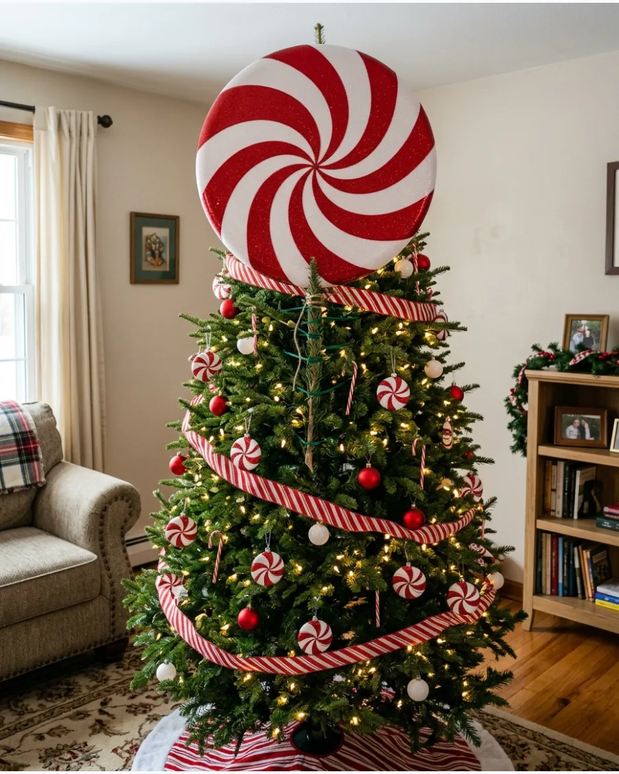 19. Giant Peppermint Tree Topper Grinch Tree