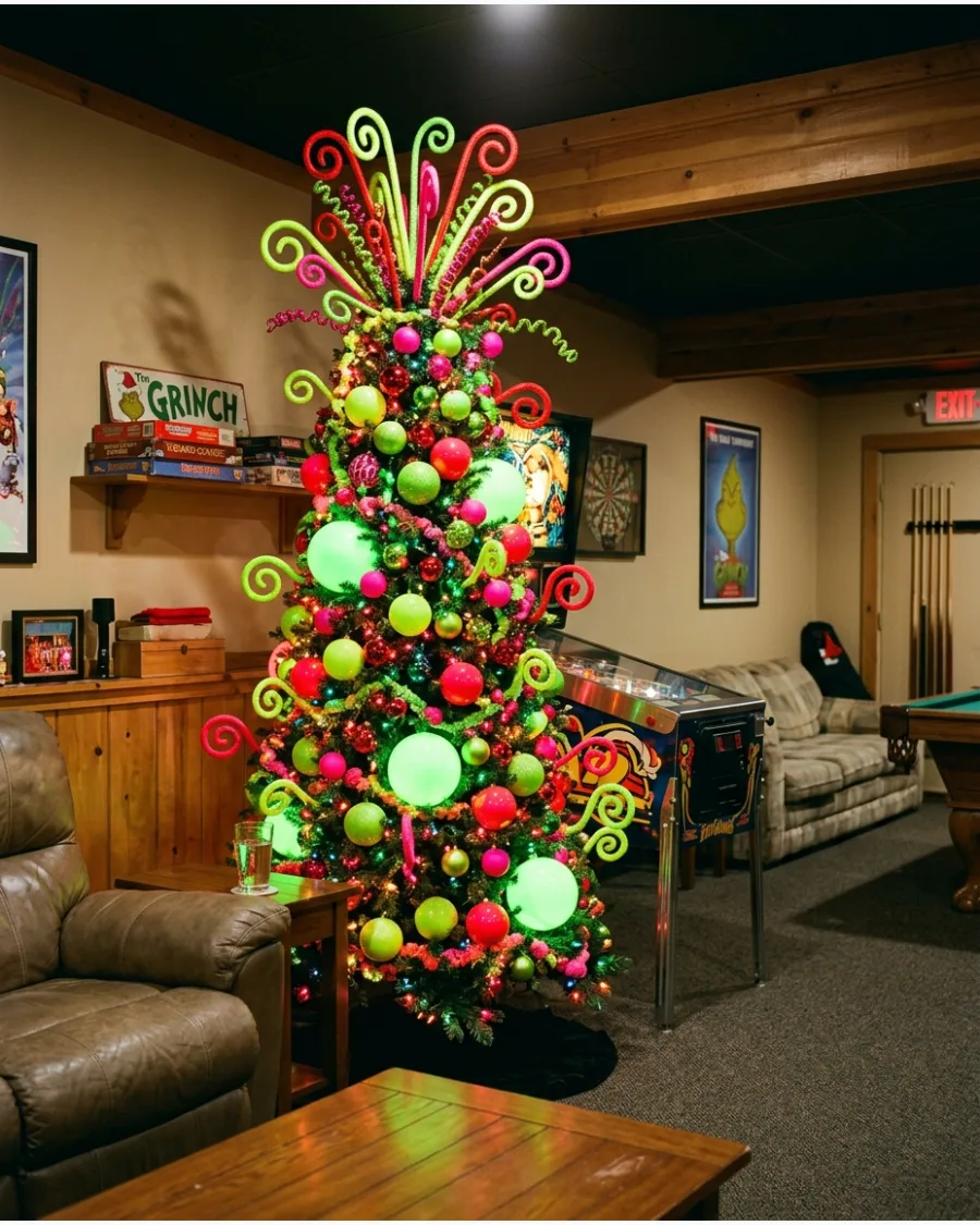 32. Neon Grinch Christmas Tree