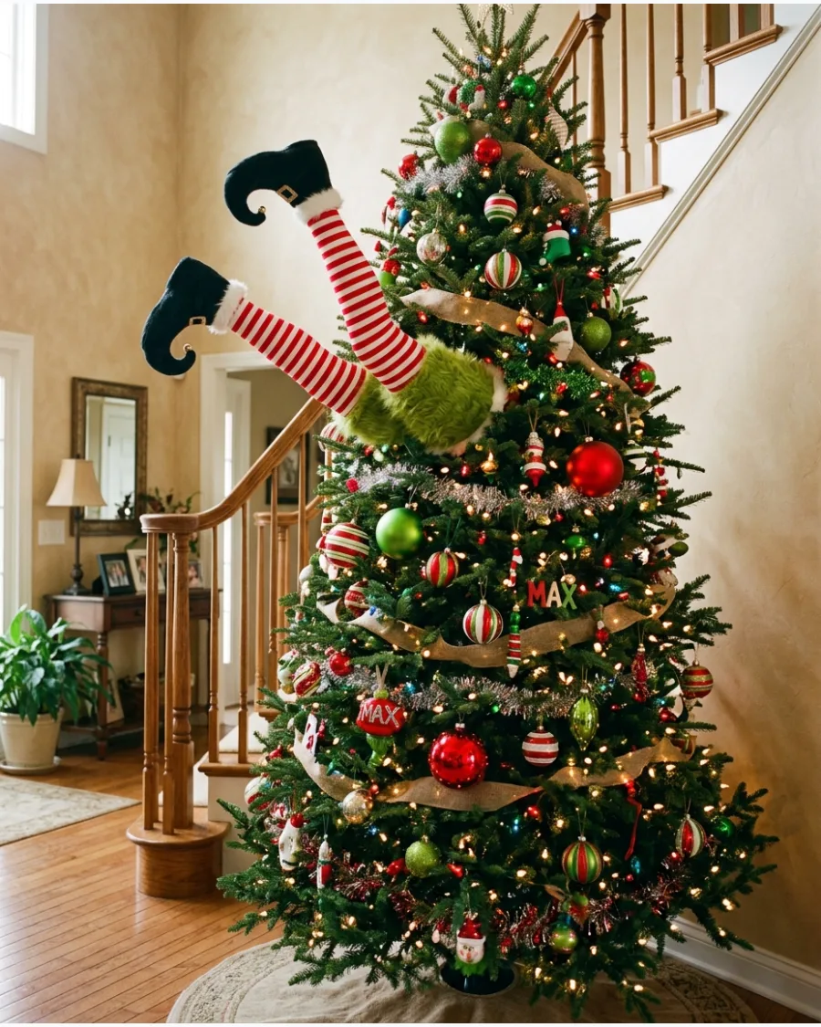 4. Grinch Christmas Tree With Grinch Legs