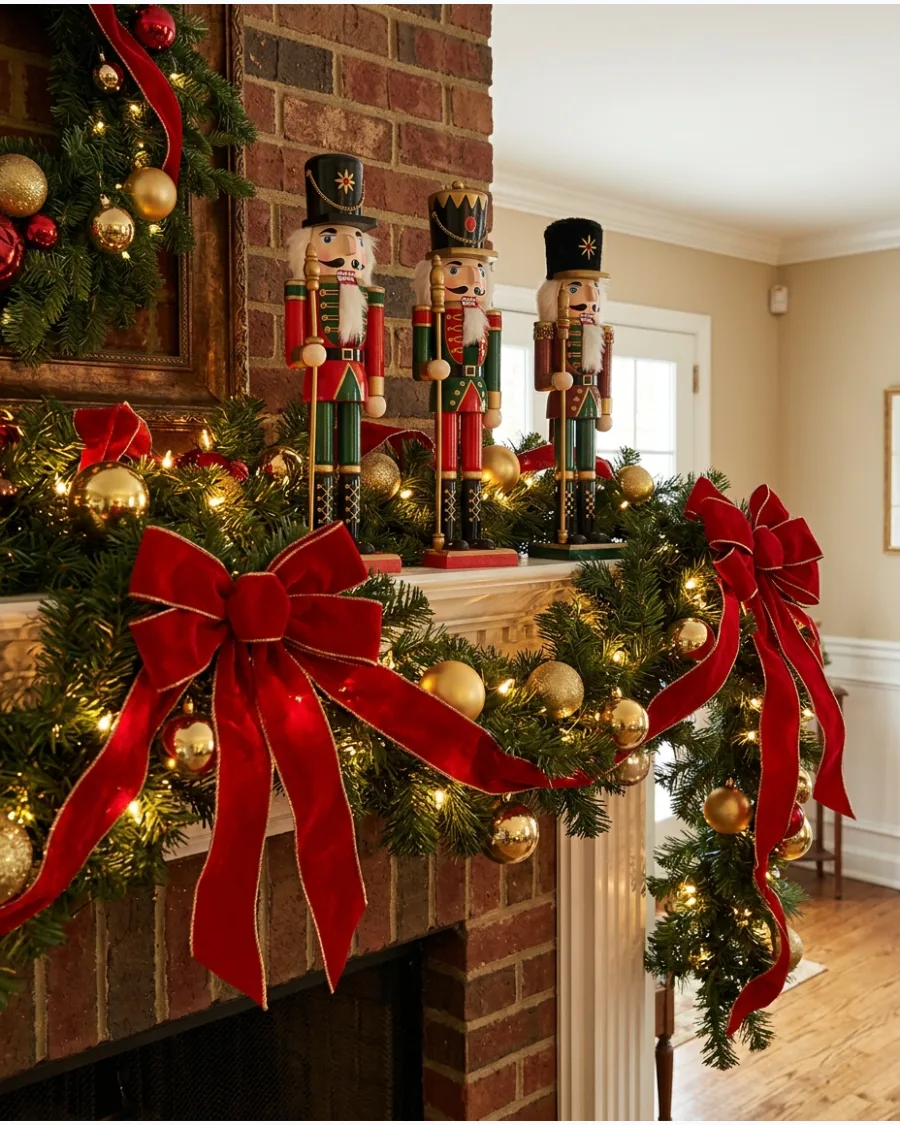 1. Classic Red and Gold Nutcracker Decor