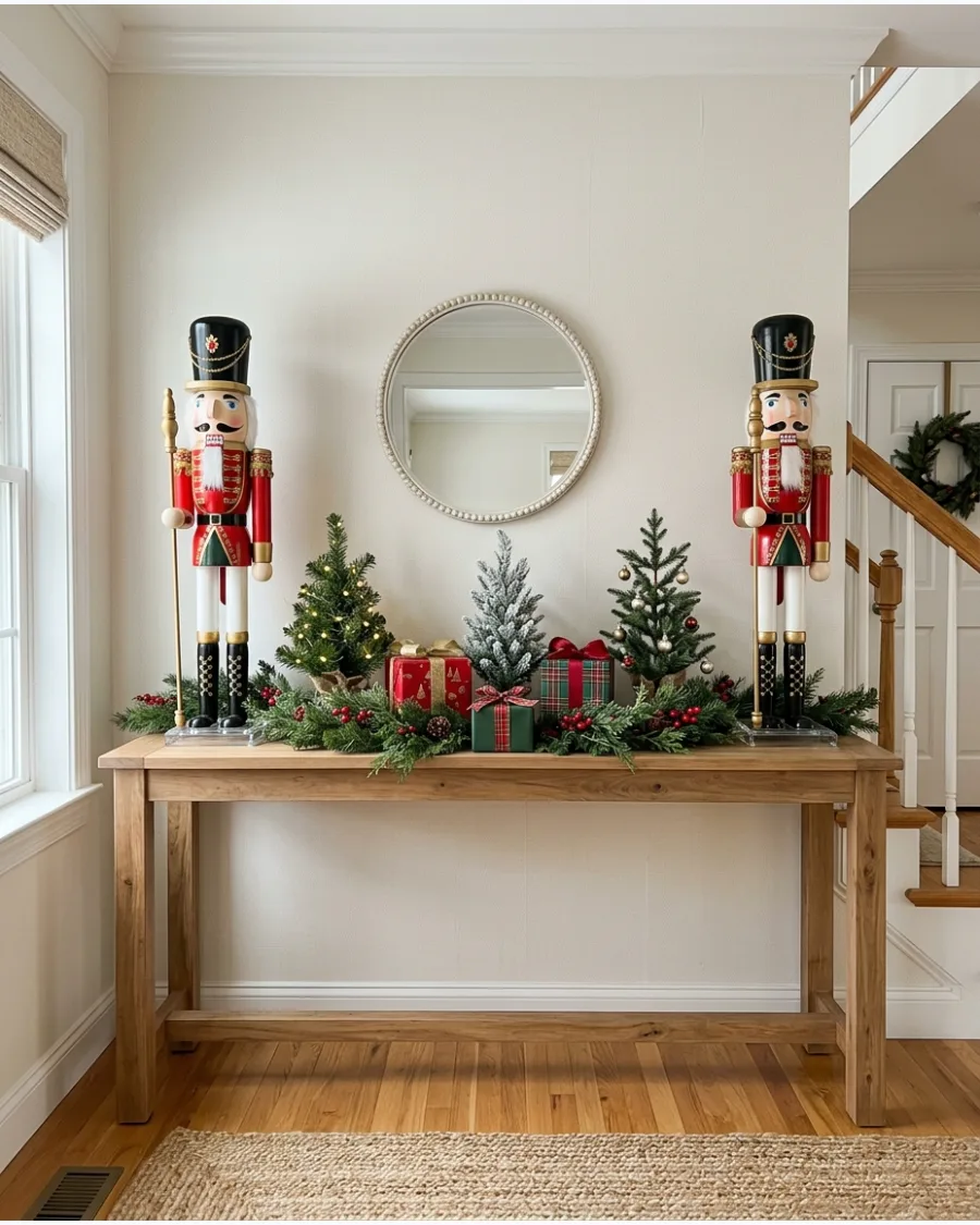 11. Nutcracker Christmas Entryway Table