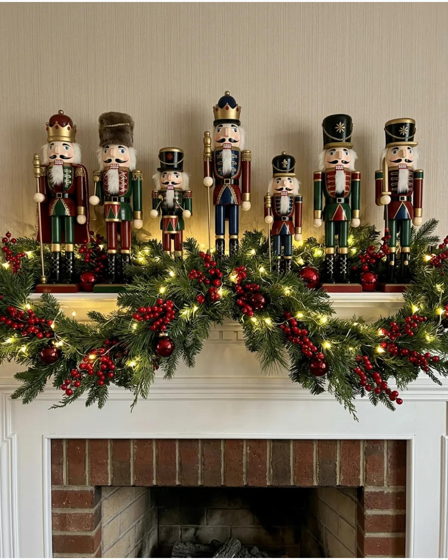 17. Nutcracker Christmas Mantel