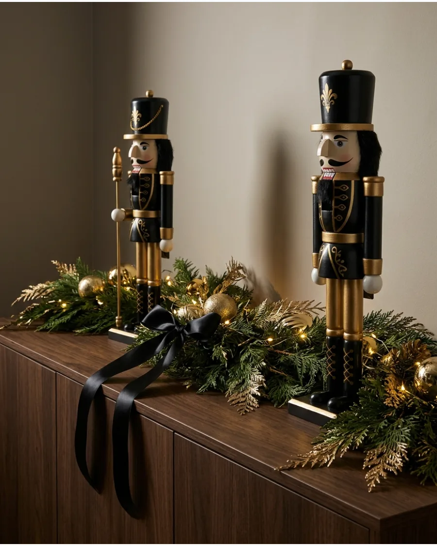 5. Black and Gold Nutcracker Decor