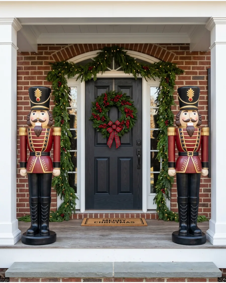 7. Oversized Nutcrackers at the Front Door