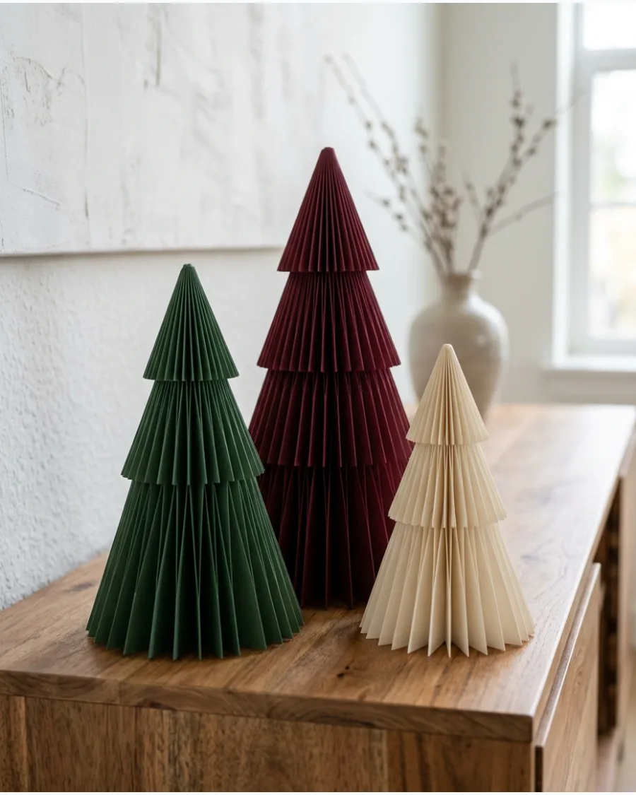 19. Pleated Paper Christmas Trees