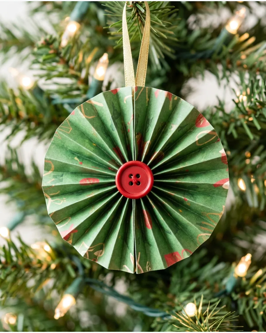 23. Paper Fan Christmas Ornaments