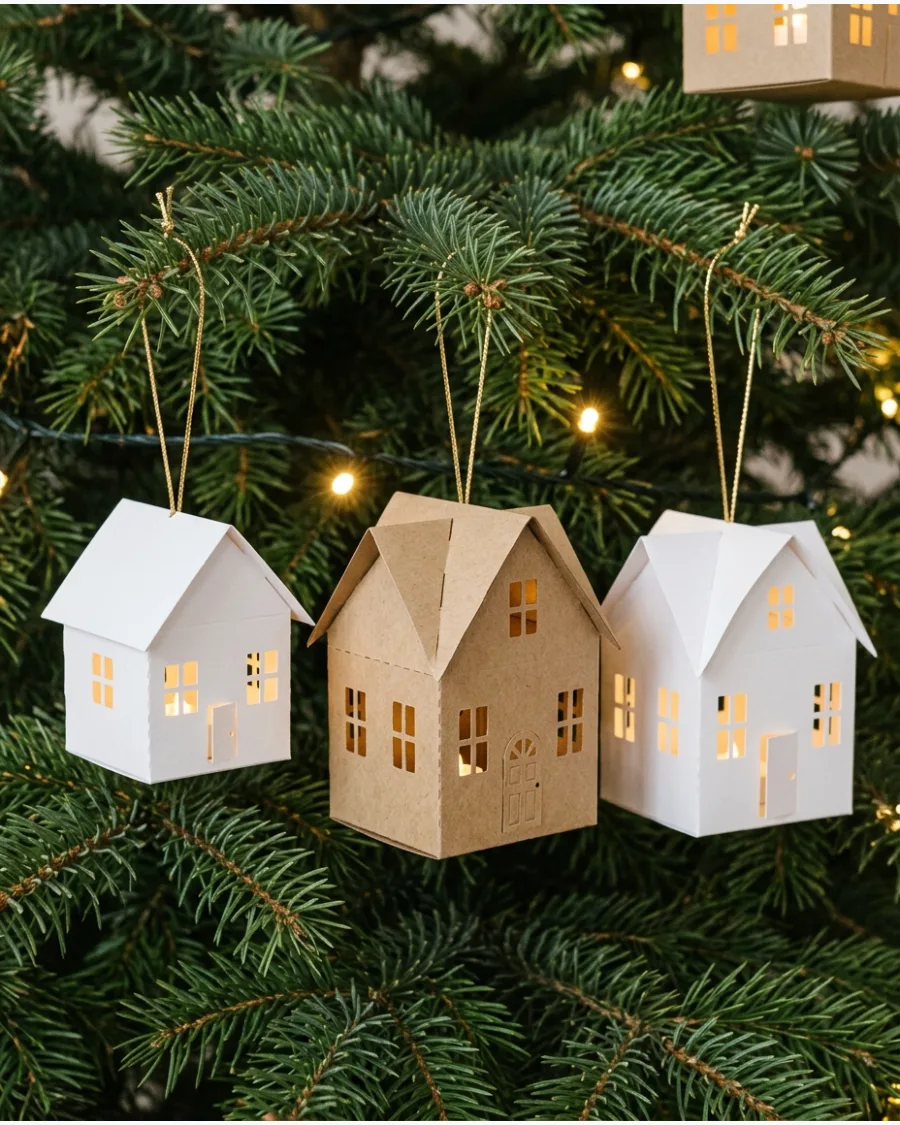 27. Paper House Christmas Ornaments