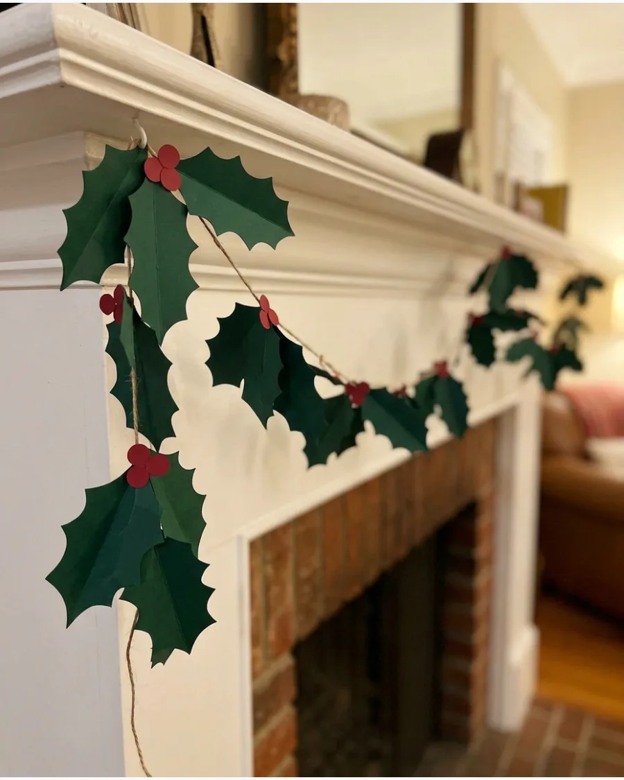 38. Paper Holly Garland