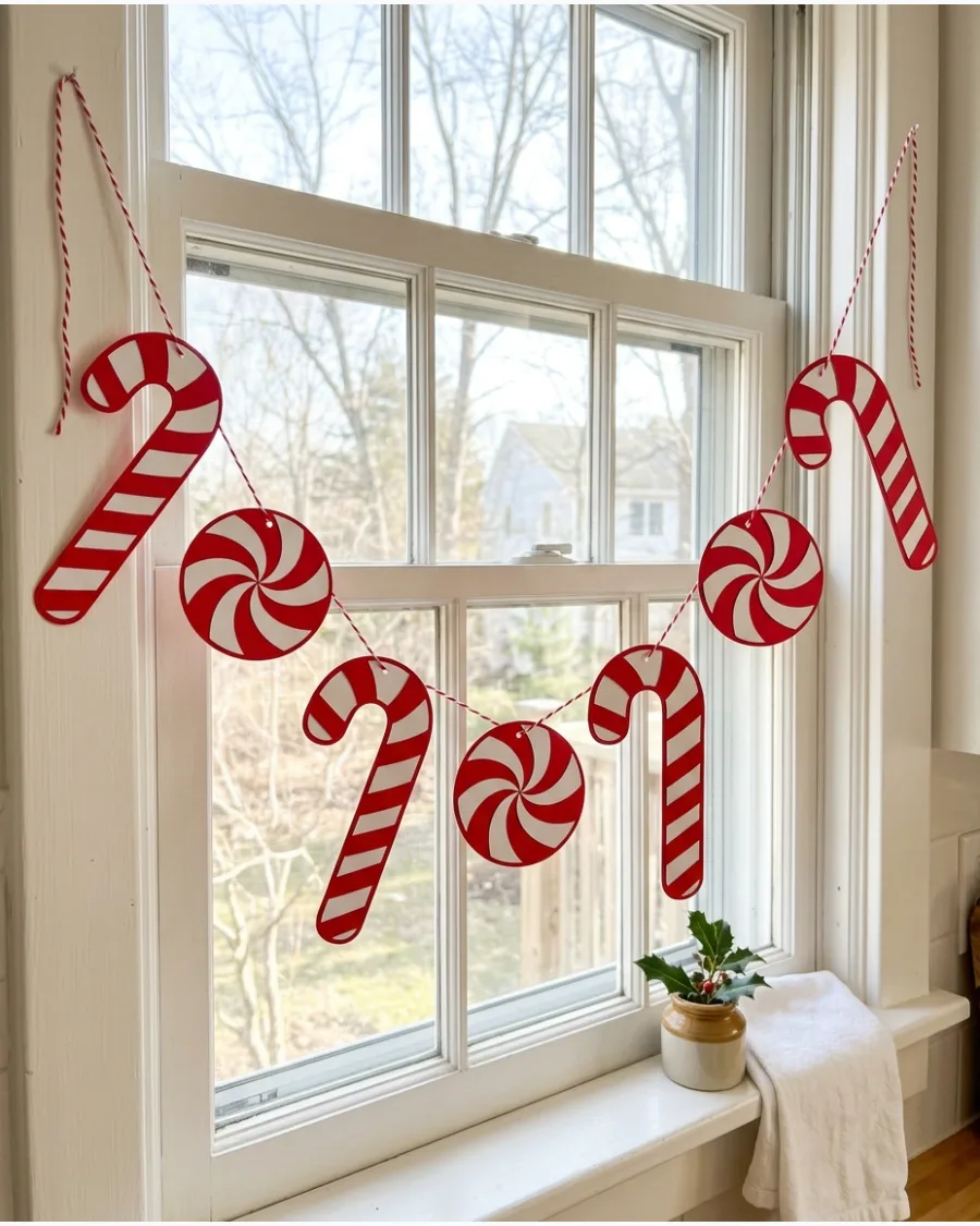39. Paper Candy Cane Garland