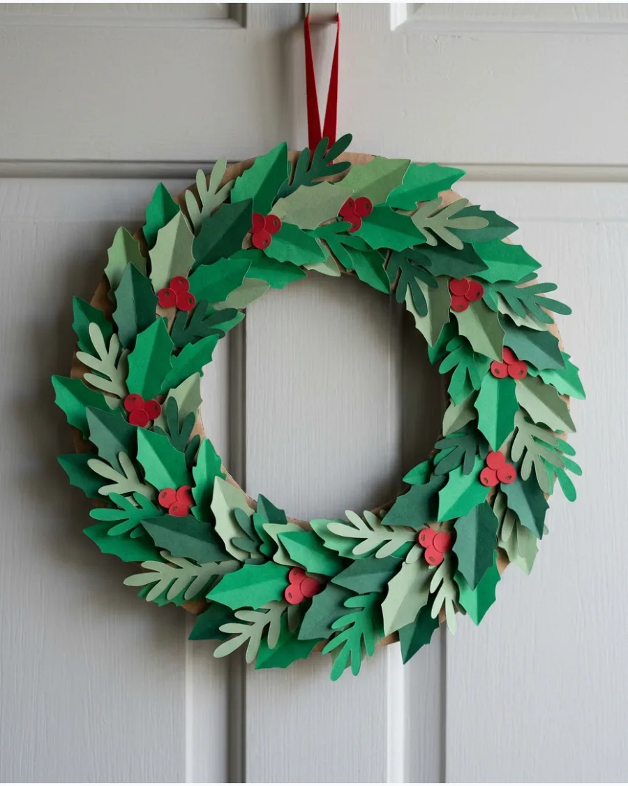 41. Layered Paper Christmas Wreath