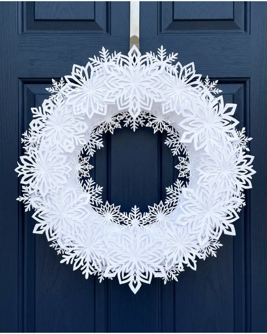 43. White Paper Snowflake Wreath