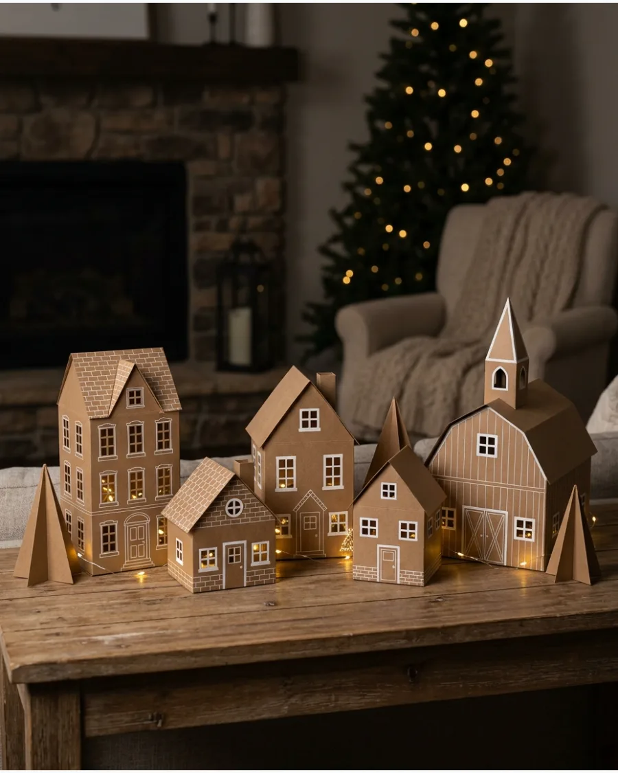 46. Kraft Paper Christmas Village