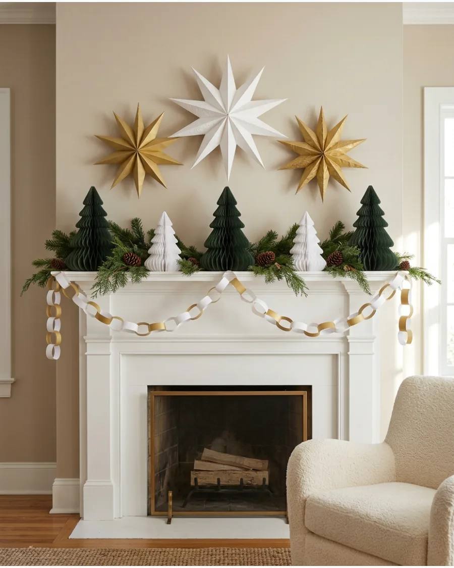 50. Paper Christmas Mantel Display