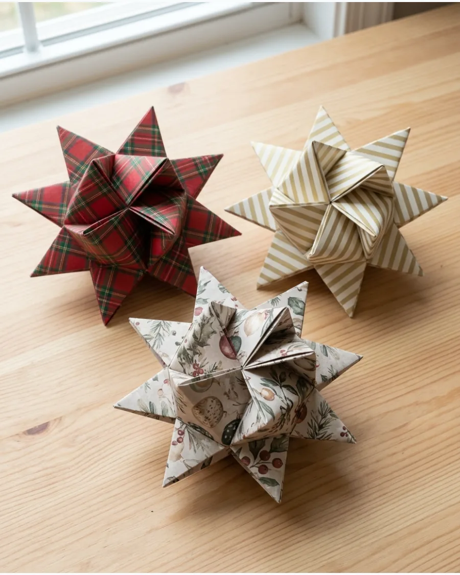 8. Patterned Paper Christmas Stars