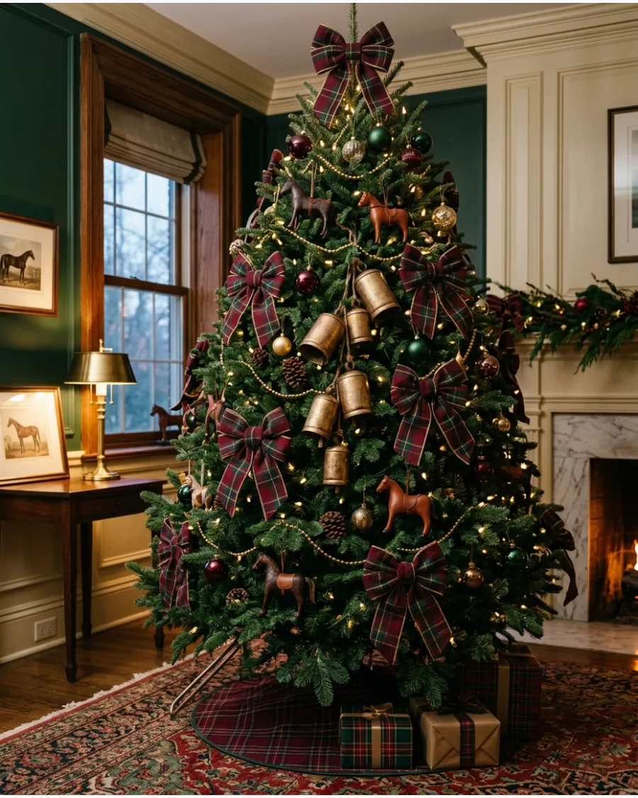 15. Hunt Club Green and Tartan Christmas Tree