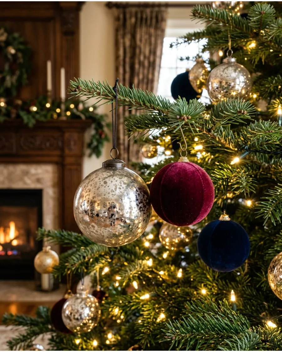 22. Mercury Glass and Velvet Christmas Tree