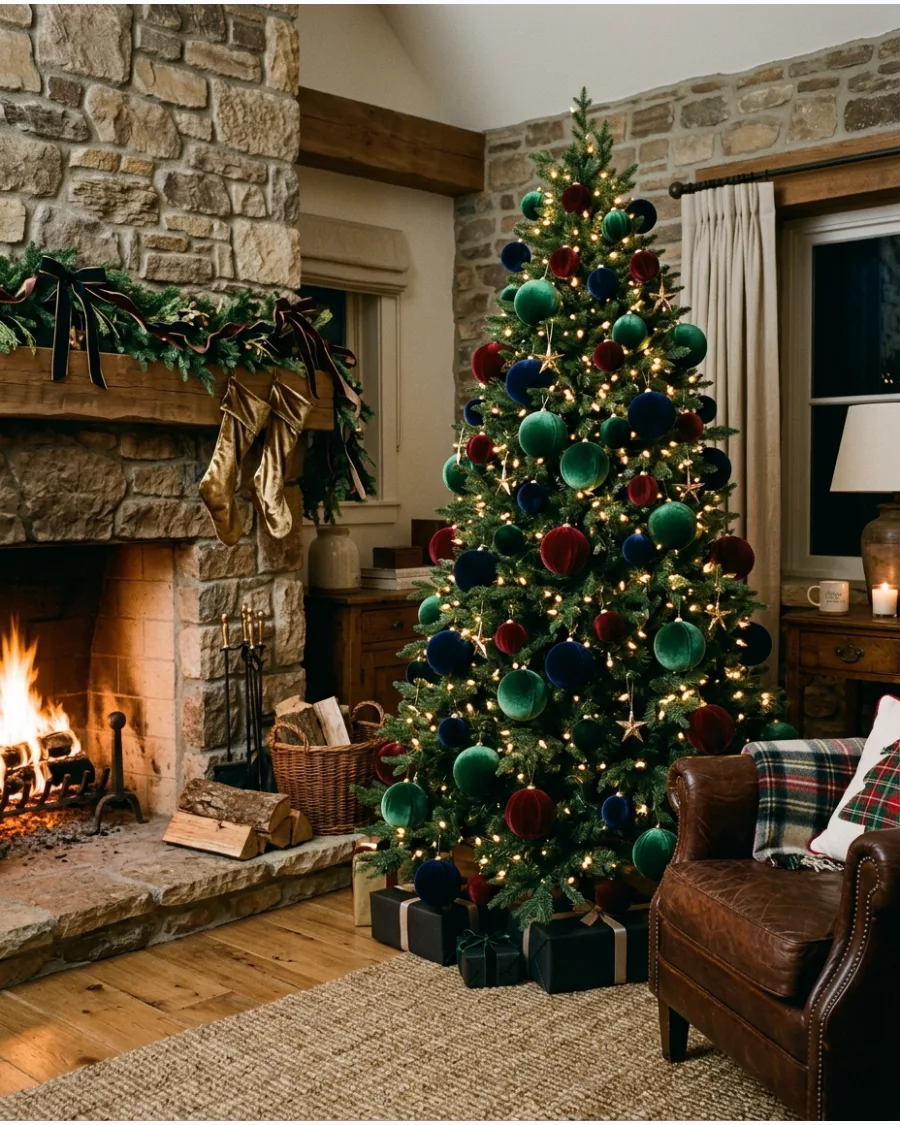 24. Jewel-Tone Velvet Christmas Tree