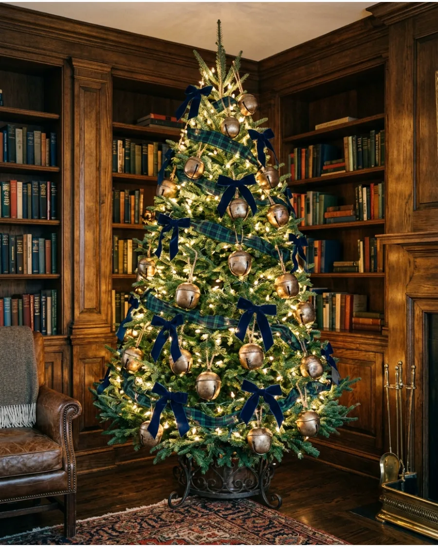 30. Oversized Brass Bell Christmas Tree