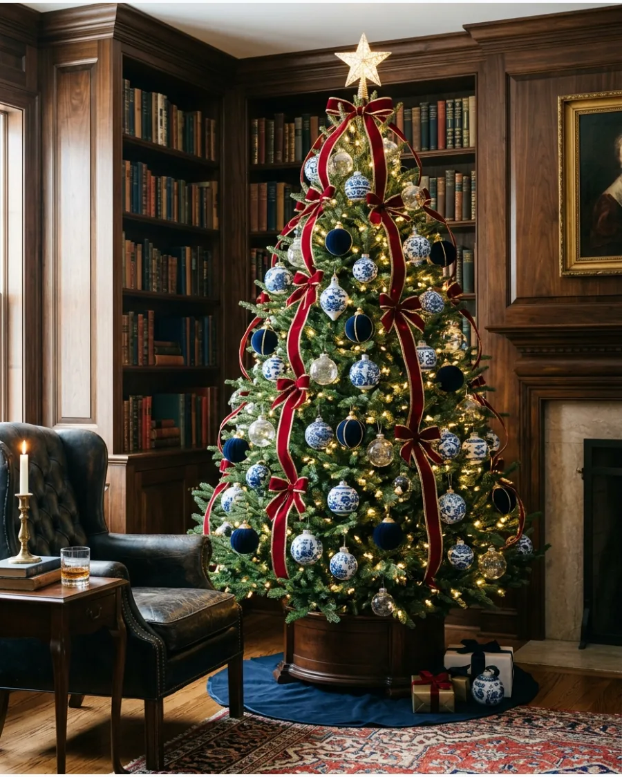 31. Blue and White Chinoiserie Ralph Lauren Christmas Tree