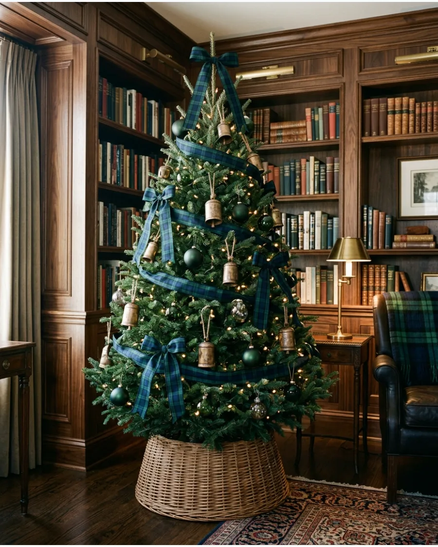 43. Black Watch Christmas Tree With a Woven Basket Base