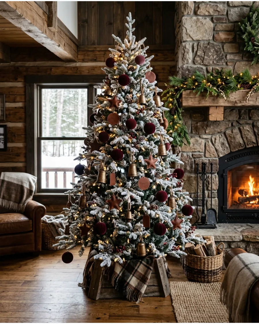 44. Snow-Dusted Ralph Lauren Lodge Christmas Tree