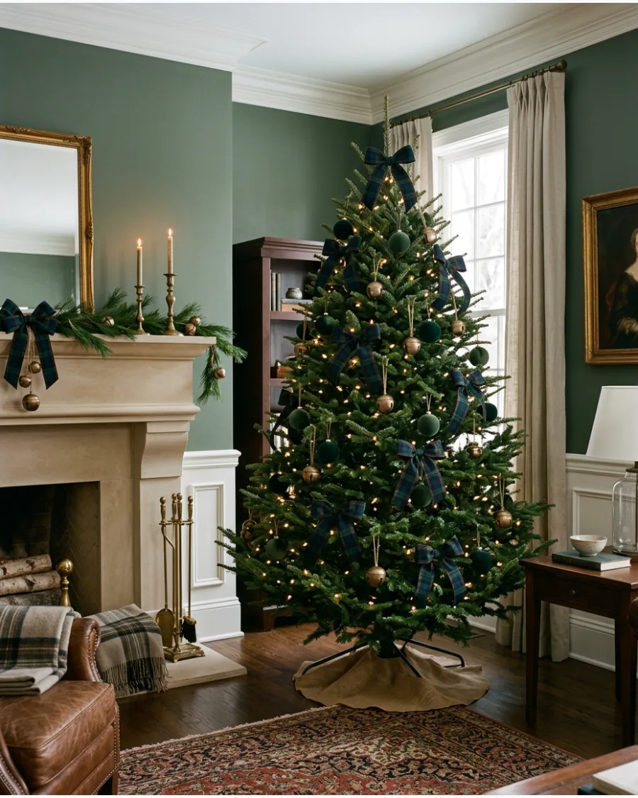 50. Minimal Ralph Lauren Christmas Tree With One Plaid and One Metal