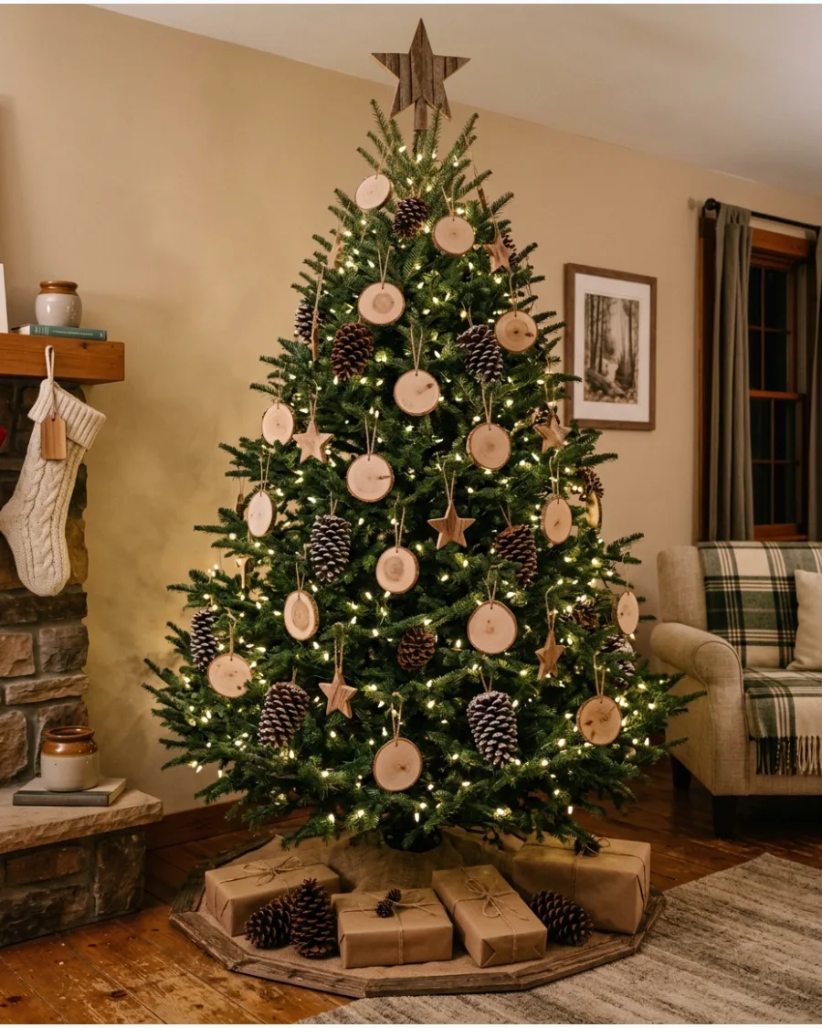 1. Pinecone and Wood Slice Woodland Christmas Tree
