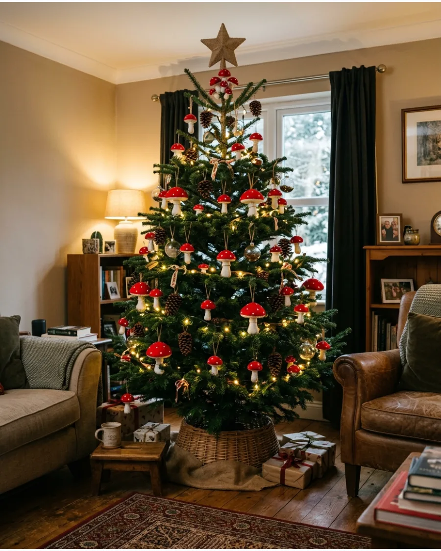 23. Red Toadstool Woodland Christmas Tree
