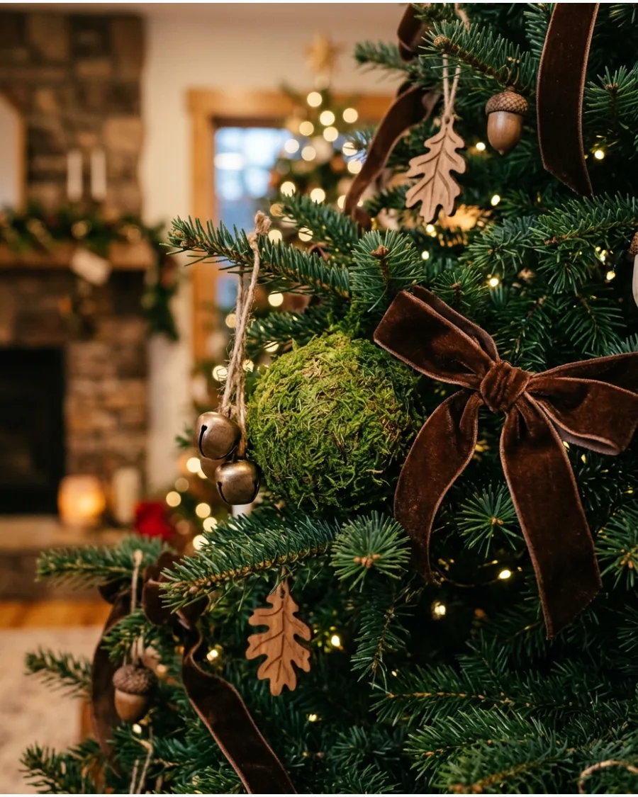 3. Moss Green and Brown Woodland Christmas Tree