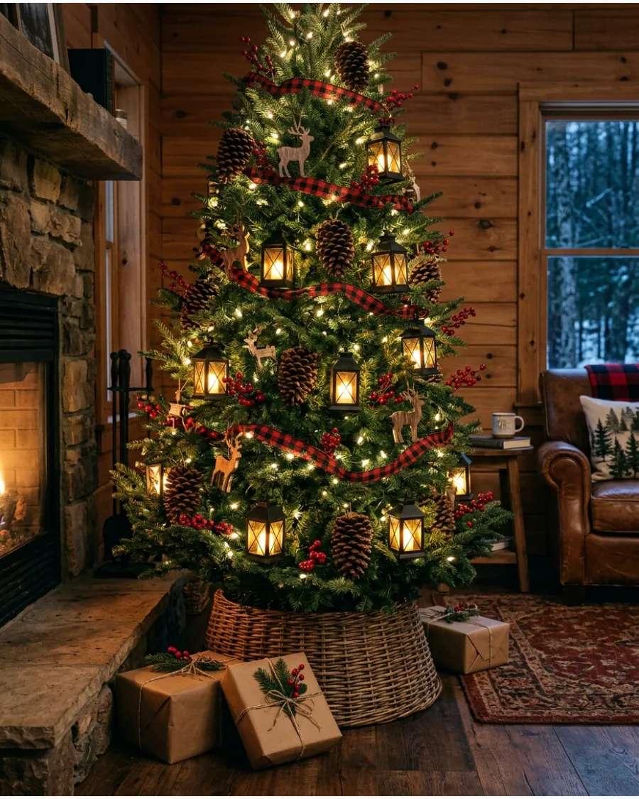 31. Cozy Cabin Woodland Christmas Tree