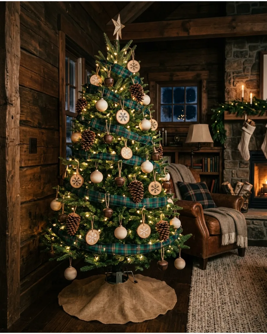 33. Green Plaid Woodland Christmas Tree