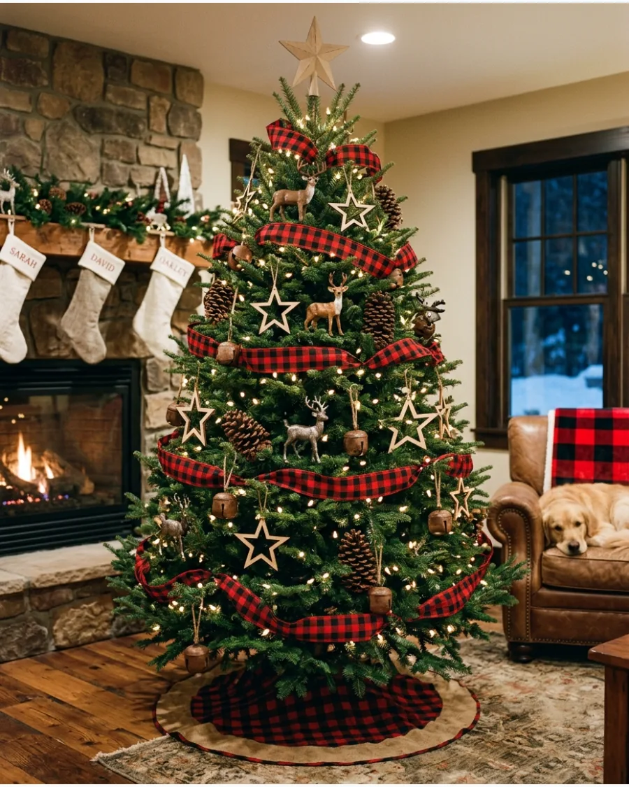 36. Buffalo Plaid Woodland Christmas Tree