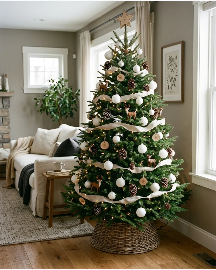 44. White and Brown Woodland Christmas Tree