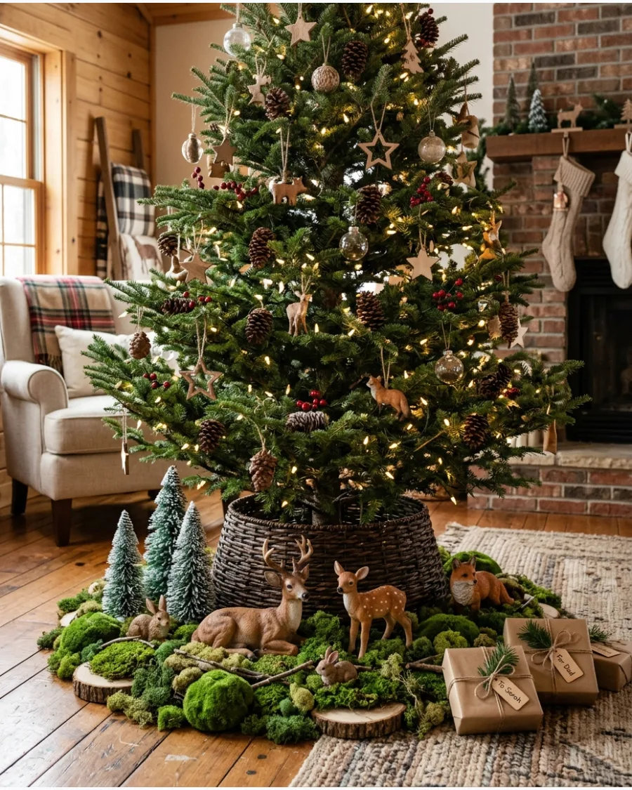50. Woodland Christmas Tree With an Enchanted Forest Base