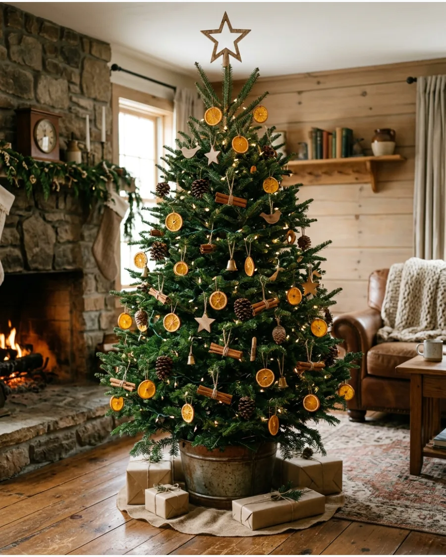 8. Woodland Christmas Tree With Dried Orange Slices