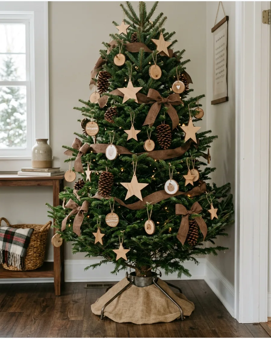 10. Natural Wood and Brown Christmas Tree