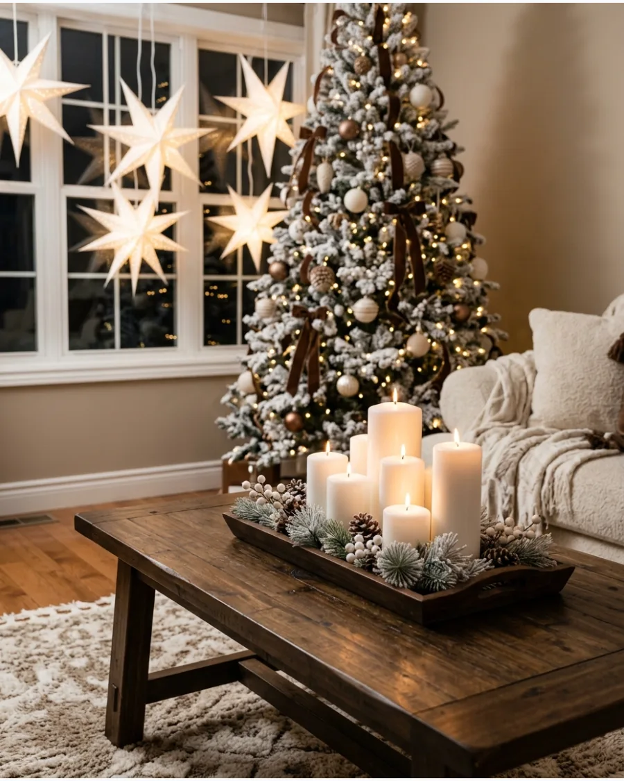 15. Brown and White Christmas Decor