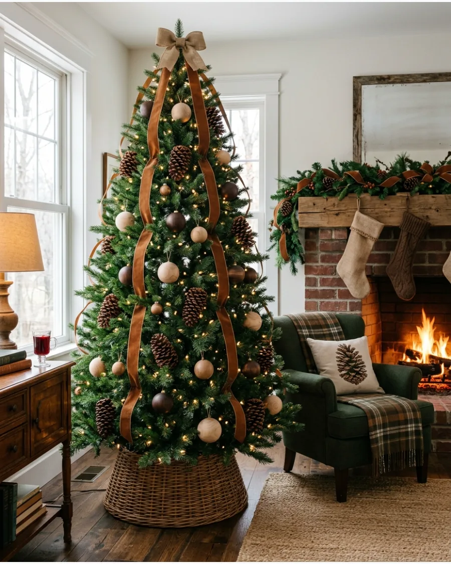 18. Brown and Forest Green Christmas Decor