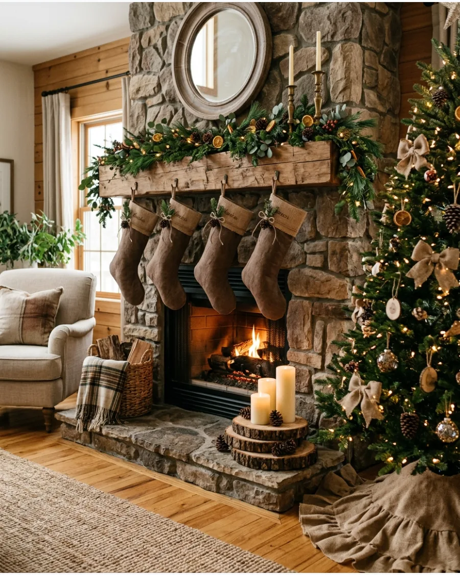 25. Rustic Brown Christmas Decor