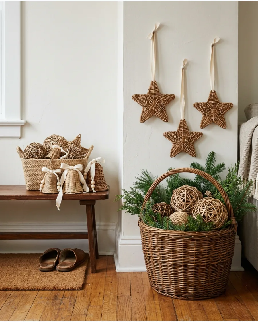 30. Woven and Rattan Christmas Decor