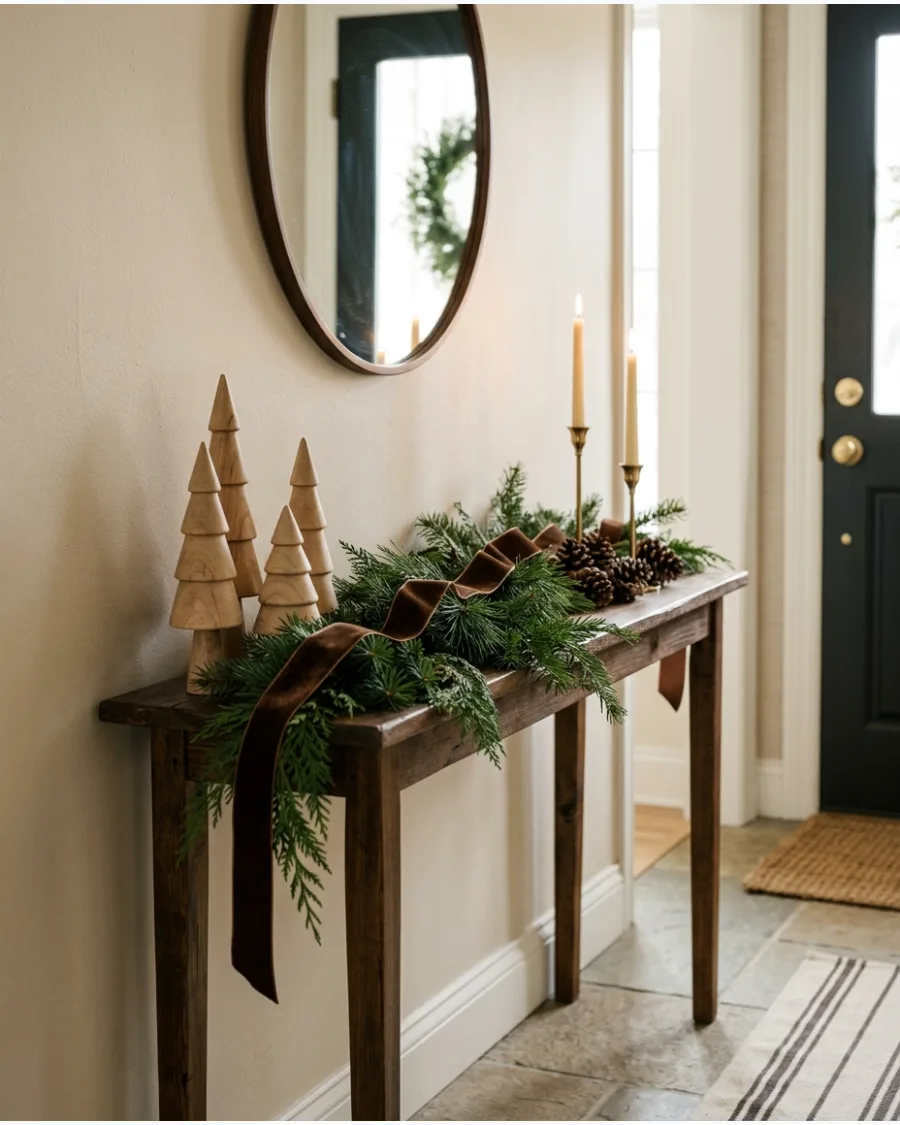 35. Brown Christmas Entryway Table