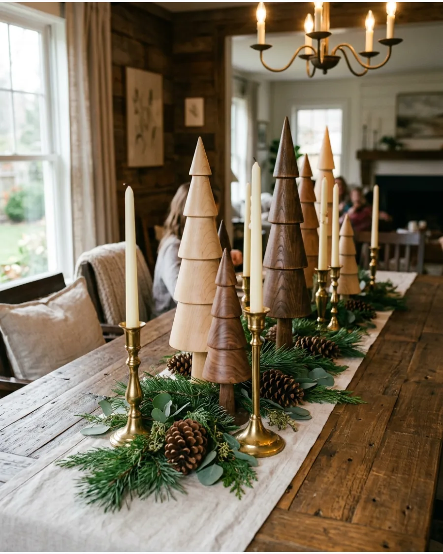 40. Wood and Brass Christmas Centerpiece