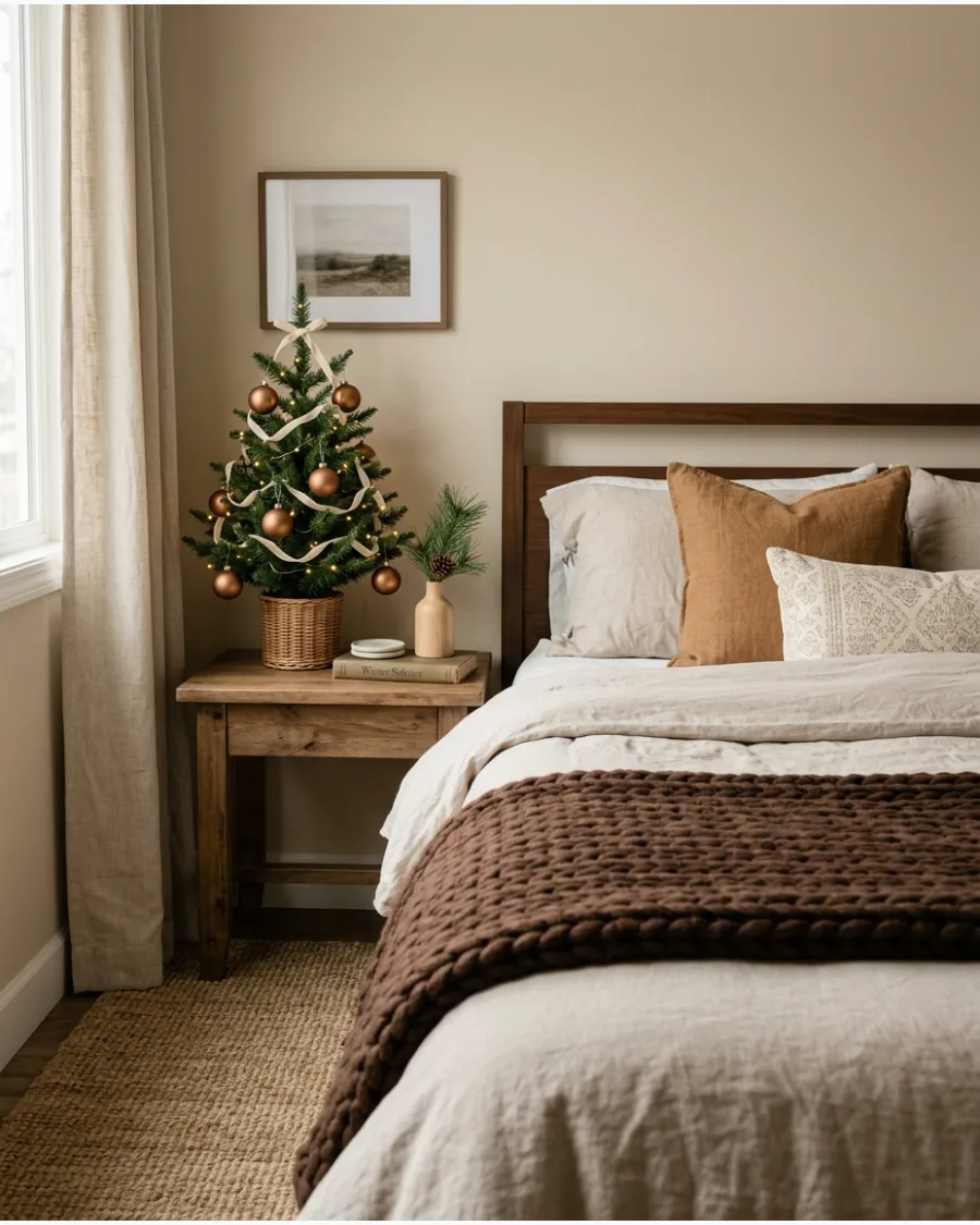 45. Brown Christmas Bedroom