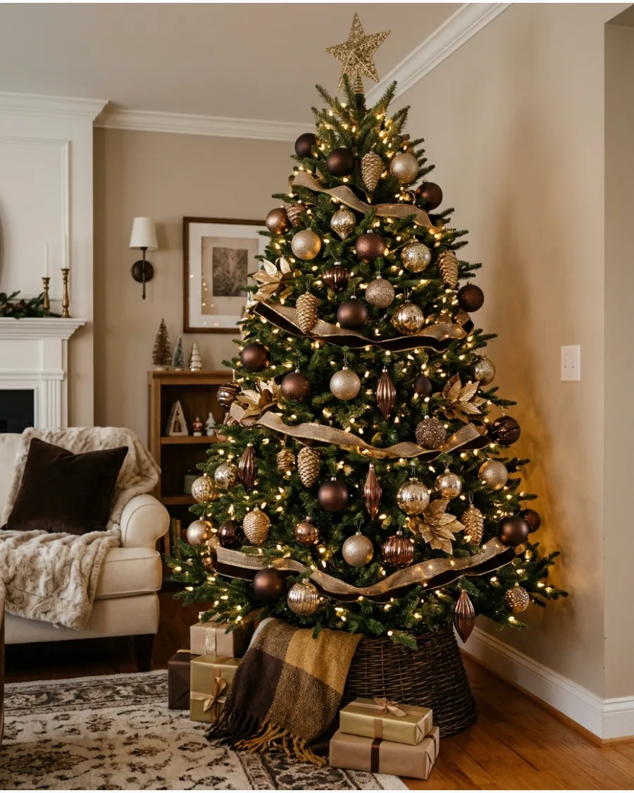 5. Brown and Gold Christmas Tree