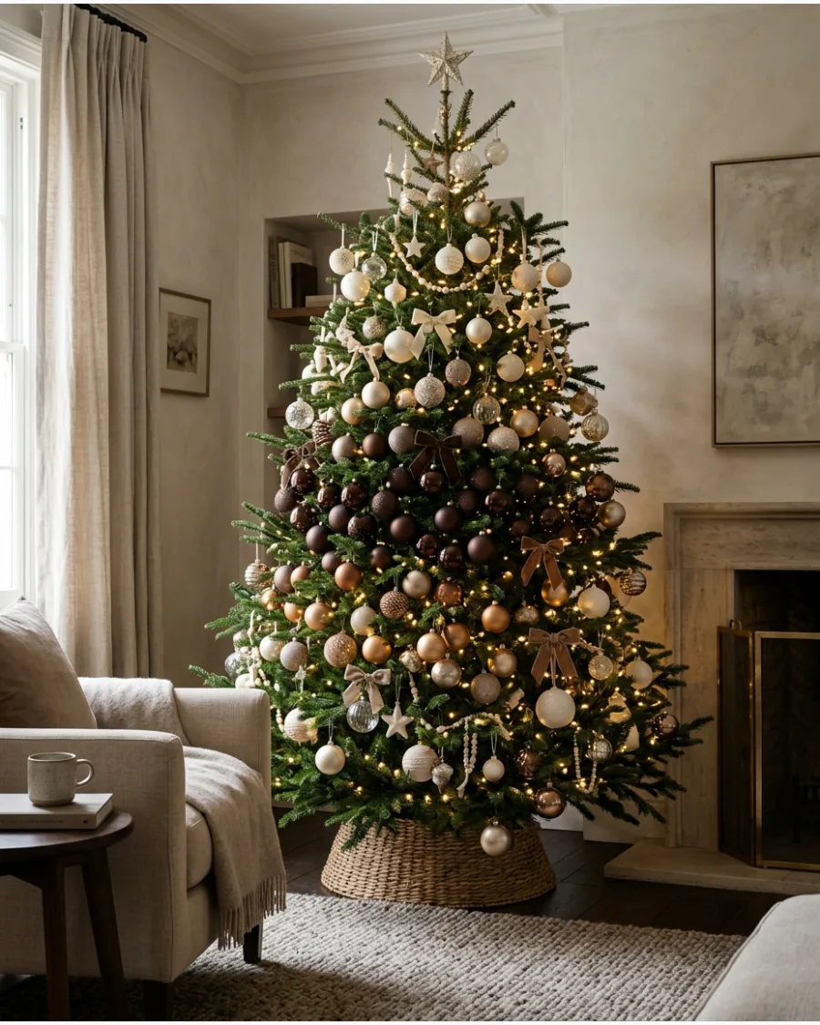 12. Brown, Beige and Cream Christmas Tree