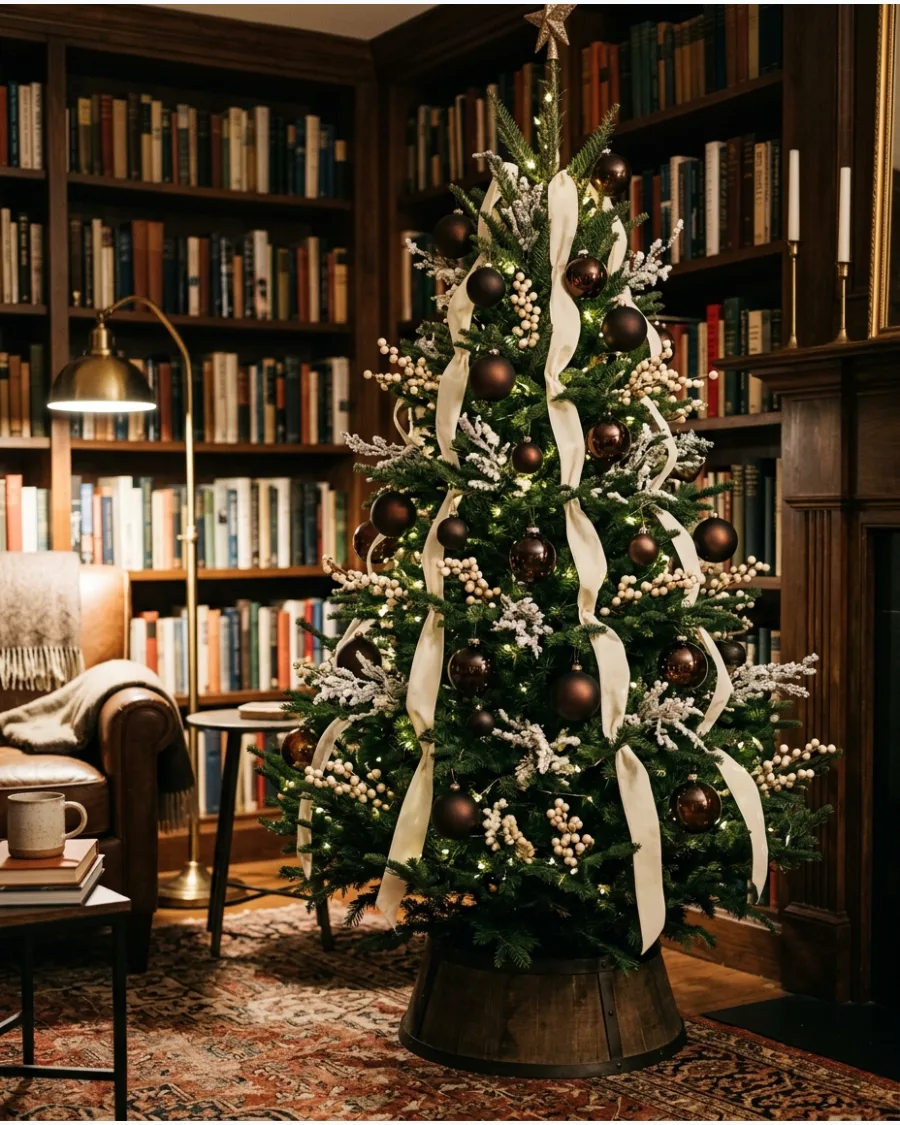 13. Chocolate Brown and Ivory Christmas Tree