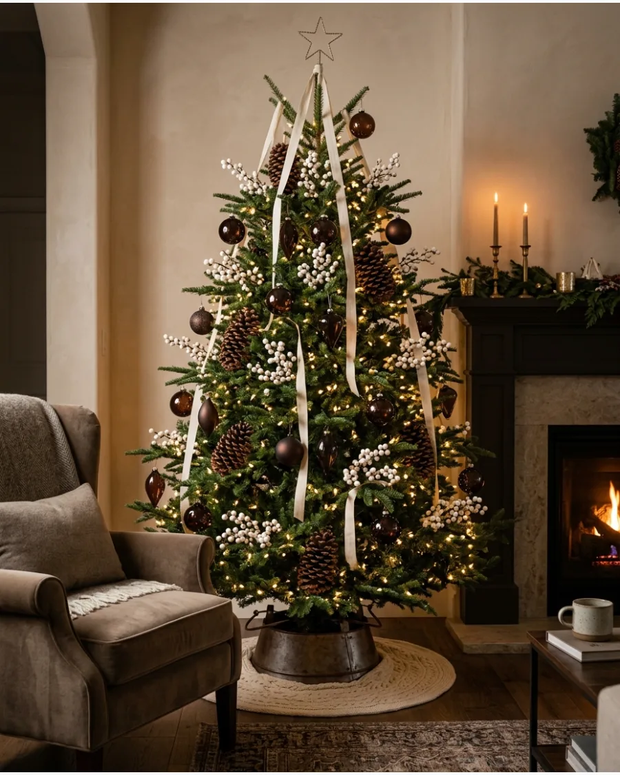 18. Brown and White Berry Christmas Tree