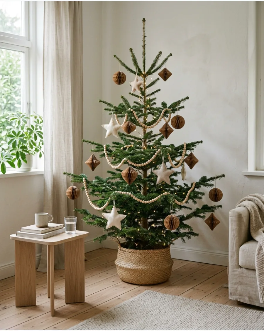 19. Brown and Cream Scandinavian Christmas Tree