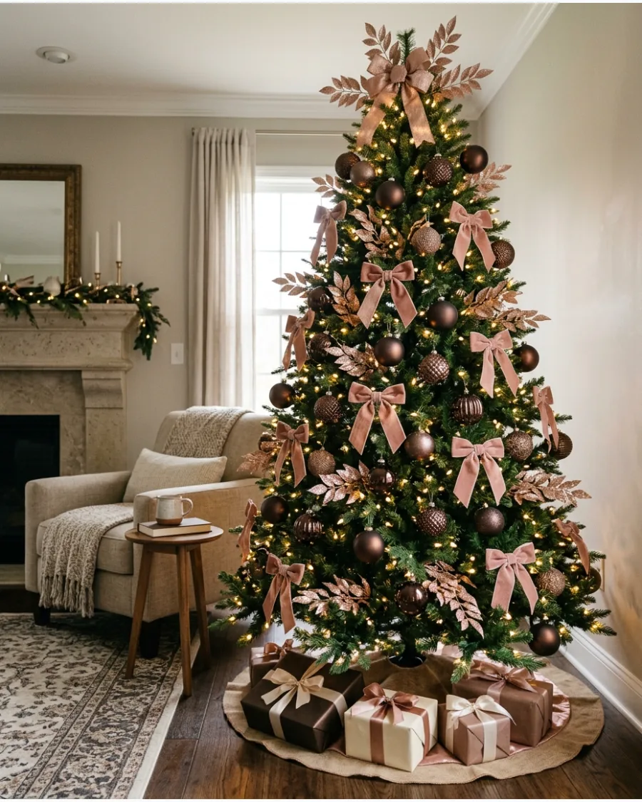 26. Mocha and Rose Gold Christmas Tree