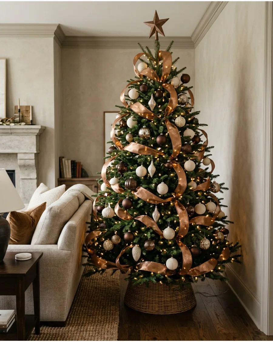 27. Bronze Ribbon Brown Christmas Tree